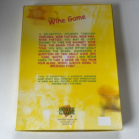 Vintage 90 The Wine Game Board Game UK Drinking Game Party Boxer Games Trivia - Picture 7 of 10